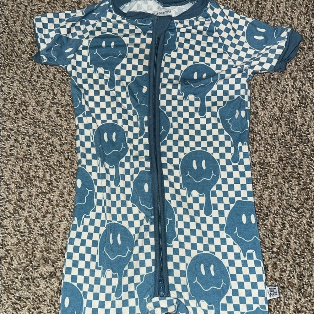 Blue Checkered Smiley Face Bamboo